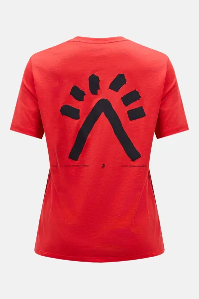 Tričko Peak Performance W Explore Graphic Tee Brilliant Red/Black/