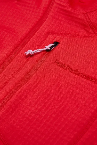 Mikina Peak Performance W Trail Polartec Zip Hood Brilliant Red/Black/