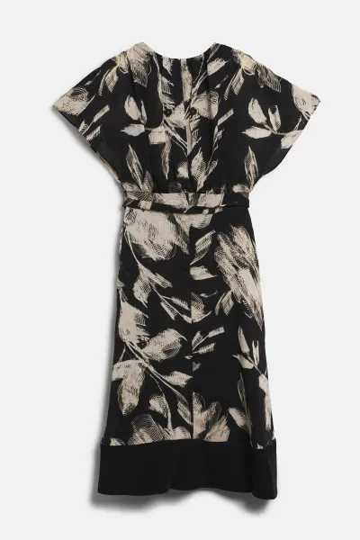 Šaty Dkny S/L Vneck Blouson Mi Blk/Eggshell