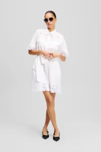 Šaty Karl Lagerfeld Embroidery Cut Out Dress White