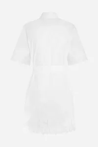 Šaty Karl Lagerfeld Embroidery Cut Out Dress White