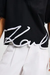 Tričko Karl Lagerfeld Karl Signature Hem V-Nk Tshirt Black