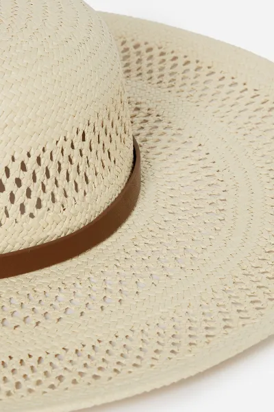 Klobúk Karl Lagerfeld K/Autograph Belt Straw Hat Natural