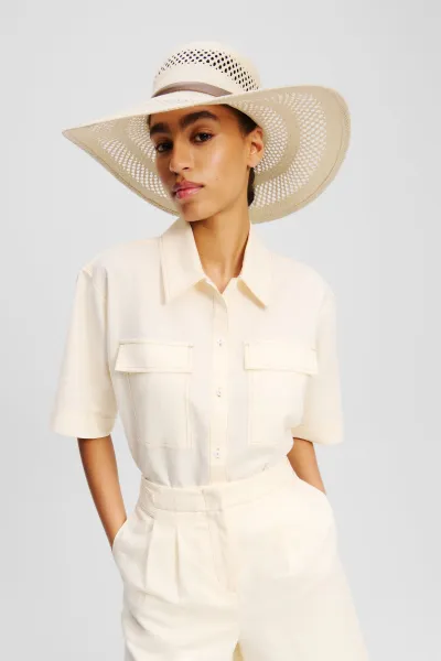 Klobúk Karl Lagerfeld K/Autograph Belt Straw Hat Natural