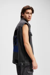 Vesta Karl Lagerfeld Jeans Klj Relaxed Denim Vest Print Washed Black