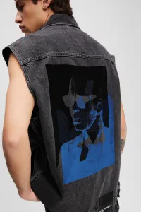 Vesta Karl Lagerfeld Jeans Klj Relaxed Denim Vest Print Washed Black