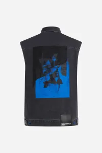 Vesta Karl Lagerfeld Jeans Klj Relaxed Denim Vest Print Washed Black