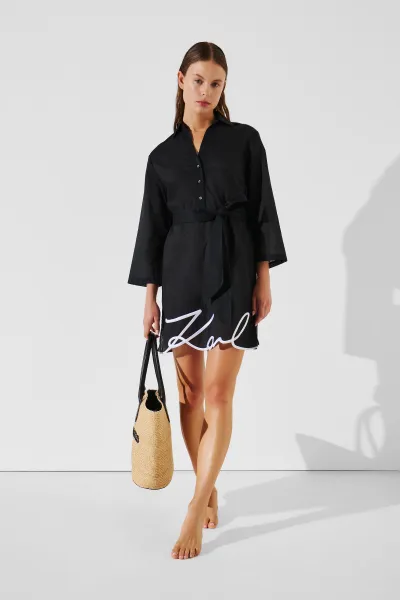 Plážové Oblečenie Karl Lagerfeld Karl Dna Signature Beach Dress Black