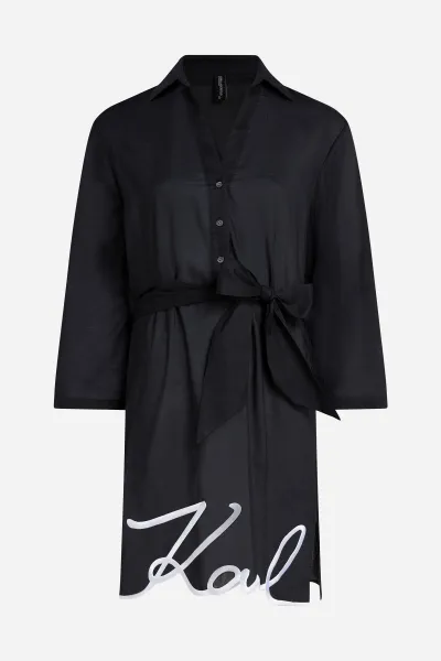 Plážové Oblečenie Karl Lagerfeld Karl Dna Signature Beach Dress Black