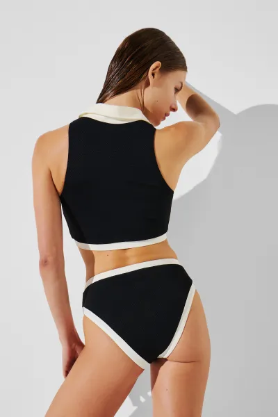 Plavky Karl Lagerfeld Monochrome High Waist Bottom White/Black