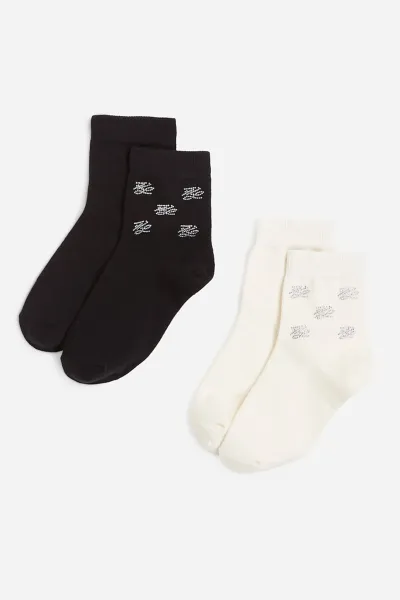 Ponožky Karl Lagerfeld K/Autograph Rhinestone 2P Sock Black/Cream