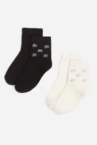 Ponožky Karl Lagerfeld K/Autograph Rhinestone 2P Sock Black/Cream