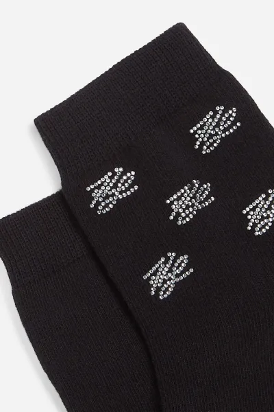 Ponožky Karl Lagerfeld K/Autograph Rhinestone 2P Sock Black/Cream