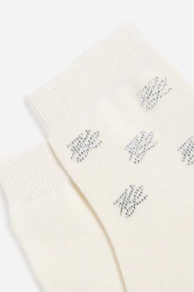 Ponožky Karl Lagerfeld K/Autograph Rhinestone 2P Sock Black/Cream