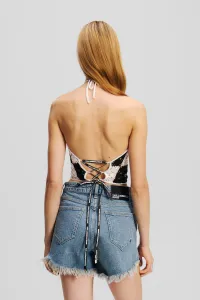 Sveter Karl Lagerfeld Jeans Klj Crochet Fitted Top Black/White