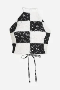 Sveter Karl Lagerfeld Jeans Klj Crochet Fitted Top Black/White