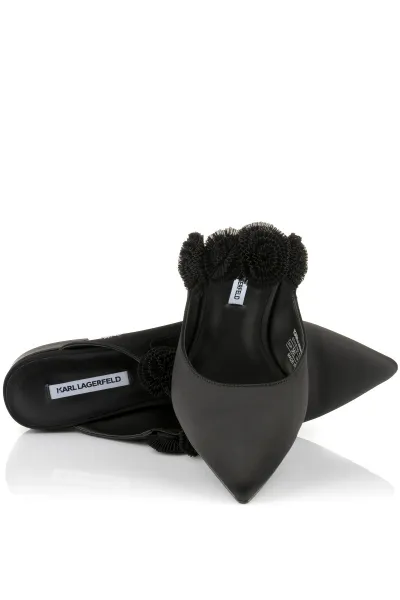 Sandále Karl Lagerfeld Kerrie Flora Mj Mule Black Satin Text Mono