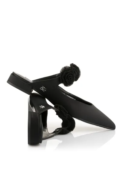 Sandále Karl Lagerfeld Kerrie Flora Mj Mule Black Satin Text Mono