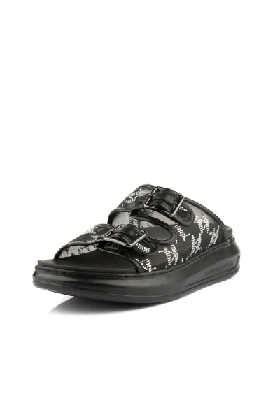 Šľapky Karl Lagerfeld Kapri Slide Sparkle 2-Strap Black Mesh Text W/Silver