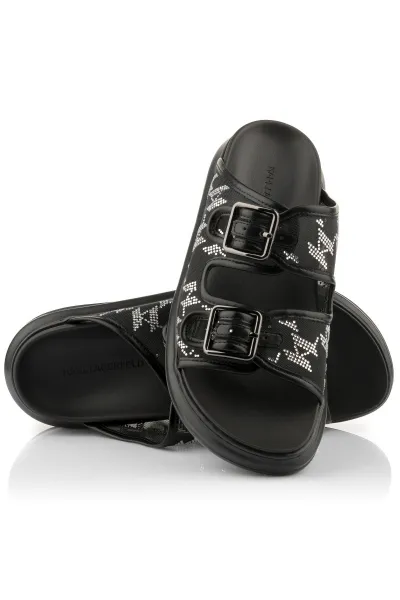Šľapky Karl Lagerfeld Kapri Slide Sparkle 2-Strap Black Mesh Text W/Silver