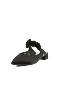 Sandále Karl Lagerfeld Kerrie Flora Mj Mule Black Satin Text Mono