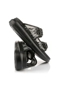 Šľapky Karl Lagerfeld Kapri Slide Sparkle 2-Strap Black Mesh Text W/Silver