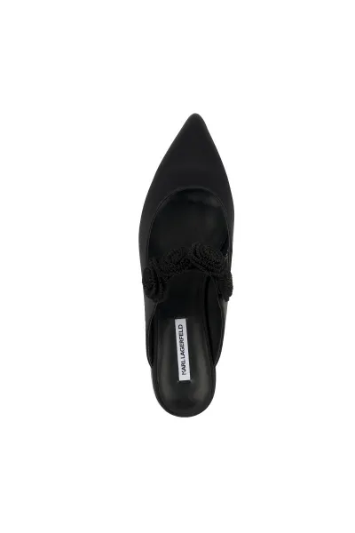 Sandále Karl Lagerfeld Kerrie Flora Mj Mule Black Satin Text Mono