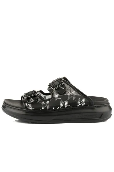 Šľapky Karl Lagerfeld Kapri Slide Sparkle 2-Strap Black Mesh Text W/Silver