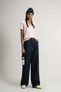 Tričko Woolrich Slub Cotton V-Neck Rose Smoke