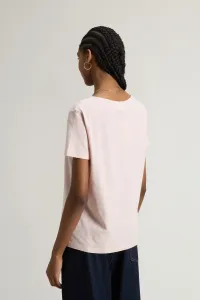 Tričko Woolrich Slub Cotton V-Neck Rose Smoke