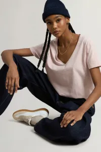 Tričko Woolrich Slub Cotton V-Neck Rose Smoke