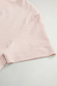 Tričko Woolrich Slub Cotton V-Neck Rose Smoke