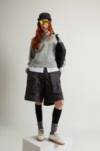 Mikina Woolrich Mouline' Fleece Crewneck Medium Grey Logo