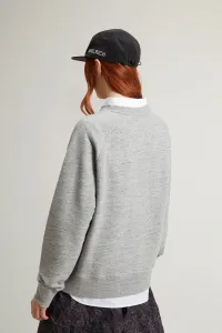 Mikina Woolrich Mouline' Fleece Crewneck Medium Grey Logo