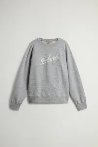 Mikina Woolrich Mouline' Fleece Crewneck Medium Grey Logo