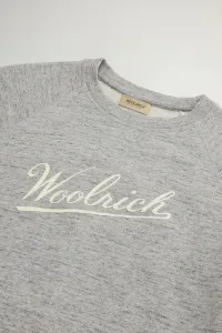 Mikina Woolrich Mouline' Fleece Crewneck Medium Grey Logo