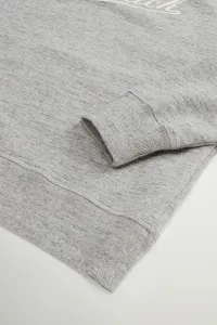 Mikina Woolrich Mouline' Fleece Crewneck Medium Grey Logo