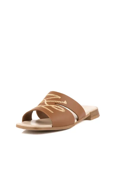 Šľapky Karl Lagerfeld Petalo Whipstitch Slide Tan Lthr