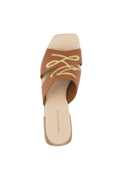 Šľapky Karl Lagerfeld Petalo Whipstitch Slide Tan Lthr