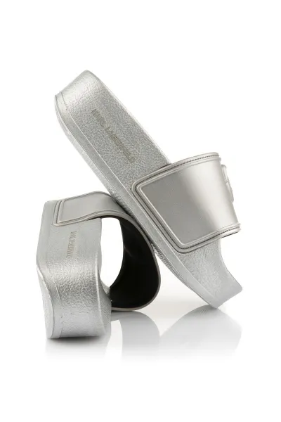 Šľapky Karl Lagerfeld Kondo Maxi Karl Nft Relief Silver Rubber
