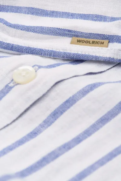 Košeľa Woolrich Cotton Linen Shirt Large Blue Stripe