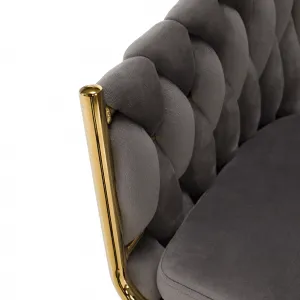 Dizajnové kreslo, sivá Velvet látka/gold chróm-zlatý, OLVEN