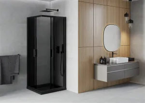 MEXEN/S - Rio sprchovací kút 80x80, grafit, čierna + vanička so sifónom 860-080-080-70-40-4070B