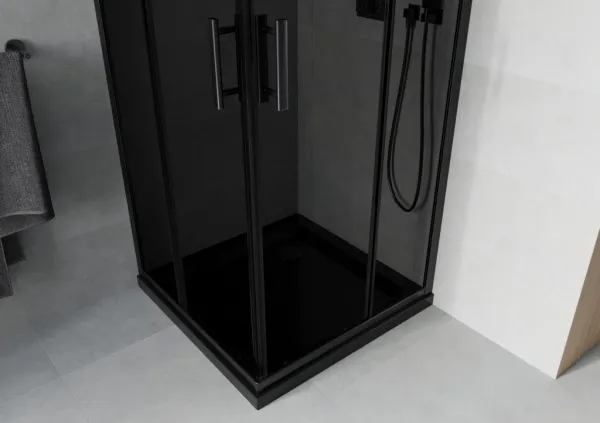 MEXEN/S - Rio sprchovací kút 80x80, grafit, čierna + vanička so sifónom 860-080-080-70-40-4070B