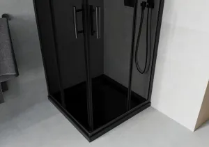 MEXEN/S - Rio sprchovací kút 80x80, grafit, čierna + vanička so sifónom 860-080-080-70-40-4070B
