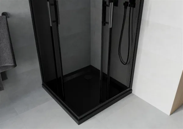 MEXEN/S - Rio sprchovací kút 80x80, grafit, čierna + vanička so sifónom 860-080-080-70-40-4070B