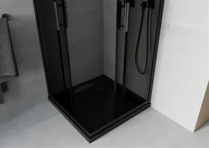 MEXEN/S - Rio sprchovací kút 80x80, grafit, čierna + vanička so sifónom 860-080-080-70-40-4070B