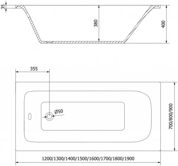 MEXEN/S - Vega klasická vaňa 120 x 70 cm s panelom biela 55011207000X