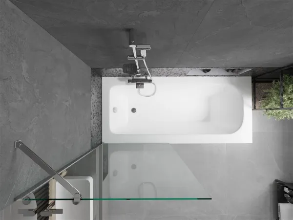 MEXEN/S - Vega obdĺžniková vaňa 160 x 70 cm s panelom + vaňová zástena 80, transparent, chróm 550116070X9508000001