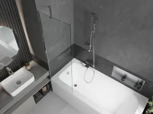 MEXEN/S - Vega obdĺžniková vaňa 150 x 70 cm s panelom + vaňová zástena 60, transparent, chróm 550115070X9506000001